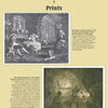 A page titled Prints showcases Schiffer Publishing, Ltd.'s Tea Art: vintage black-and-white illustrations, including an elegantly dressed couple in a lavish room and a group gathered in a dimly lit, cavernous space.