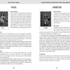 Two pages from the Hip Chick Tarot by Schiffer Publishing, Ltd.: the left shows the Fool, a diverse woman with a stick and satchel; the right highlights Creator with symbols. Each card offers description, spiritual, and practical guidance.