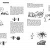 The Graphic Guide to Beekeeping by Schiffer Publishing, Ltd. is a black-and-white illustrated guide on beekeeping predators, with drawings of a seated man, wasps, ants, hornets, spiders, webs, nests, and small animals plus descriptive text.
