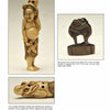 A page from "Netsuke" by Schiffer Publishing, Ltd. features three Asian antique figurines—a smiling man with a cat, two sumo wrestlers, and a man lying with a cat—with captions and dimensions highlighting this unique art.