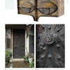 A collage of three images features sculptural, eye-themed wooden designs: the Paul Evans cabinet, a patterned door, and a spiral doorknob—striking pieces from Schiffer Publishing, Ltd., ideal for collectors of designer furniture.