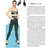 Illustration from Schiffer Publishing, Ltd.'s "Famous Texas Women" shows Selena in black pants and a black bra with white lace. Inspired by Tom Tierney paper dolls, it features close-ups of her outfit and hair; text about her life appears on the right.