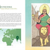 A page from "Goddesses from A to Z" by Schiffer Publishing, Ltd. features D for Durga with a story, India's map, and an illustration of the goddess riding a lion—an ideal multicultural choice introducing goddesses to kids.