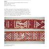 Two red and white wool bands with intricate geometric patterns illustrate Norwegian Pick-Up Bandweaving, as presented by Schiffer Publishing, Ltd. Each horizontal band highlights traditional detailed motifs on a white background.