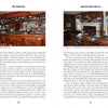 A page spread from "Ohio's Haunted Crimes" (Schiffer Publishing, Ltd.) shows a color photo of a wooden bar with bottles and a dining room with a fireplace—reportedly haunted Ohio locations—with printed text next to the images.