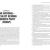 A two-page spread from Heinrich Himmler by Schiffer Publishing, Ltd. shows the title "Chapter 1: The National-Socialist German Workers Party (NSDAP)" with introductory text and references to Himmler and the Waffen-SS in the two-column body text.