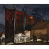 A nighttime circus scene evokes iconic moments from California art history by women artists, as explored in "Emerging from the Shadows, Vol. I" by Schiffer Publishing, Ltd.