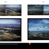 The 8th Army Air Force in Color by Schiffer Publishing, Ltd. features WWII Kodachrome photos of aircraft in formation over fields, with four restored images shown across a double-page spread in an open book.