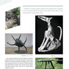 A magazine page spotlights Joseph Wheelwright’s animal sculptures—like a bust in a tree and long-legged dog—highlighted in Schiffer Publishing, Ltd.’s book *The Contemporary Art of Nature*, which explores his nature-inspired art.
