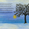 A leafless tree stands in a snowy field beneath a cloudy sky with a faint sun. Text on the left describes winter, warmth, and Melvin’s survival, echoing Wheel of the Year themes from Rupert's Tales by Schiffer Publishing, Ltd.