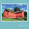 A large red barn with a cupola stands behind a stone wall in the Valley region by the Connecticut River, featured in "Central Massachusetts Perspectives" from Schiffer Publishing, Ltd.