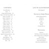 Two facing pages from "Frozen Lives" by Schiffer Publishing, Ltd.: the left shows the table of contents, while the right lists illustrations featuring “Paintings by Andrew Wyeth” and a section of “Photographs.”.
