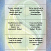 The Two of Pentacles card from My First Relationship Tarot by Schiffer Publishing, Ltd. features a blue and green background, with advice on love, balance, decisions, budgeting, and harmony in concise paragraphs.