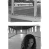 Black-and-white photo collage: Top, a window view of a white building and grassy area. Bottom, a woman with curly hair stands in a sunlit, empty room—capturing the haunting mood of "Ghosts of Delaware" by Schiffer Publishing, Ltd.