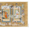 A detailed Persian miniature-style spread from "50 Contemporary Women Artists" by Schiffer Publishing, Ltd. features historical and modern figures, including women architects, with ornate borders, speech bubbles, and decorative patterns.