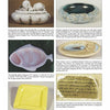 A catalog page features six images of vintage collectibles, highlighting Freeman-McFarlin Pottery from Schiffer Publishing, Ltd., including novelty dishes, a fish-shaped plate, a yellow rectangular dish, and a round base with brief descriptions and prices.
