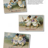 Three vintage postcard images from "Holidays and Other Weird Events" by Schiffer Publishing, Ltd. show Easter chicks in hats and bonnets, with flowers and greetings like "Easter Greeting" and "A Happy Easter," capturing charming holiday history.