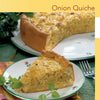 A slice of onion quiche sits on a decorated plate with herbs, next to a larger quiche, fork, and colorful napkin. Explore how various mustards enhance this dish in "Cooking with Mustard" by Schiffer Publishing, Ltd.