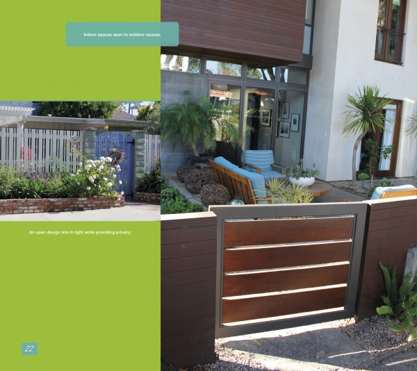 A close-up of a house showcases outdoor design featured in "Beach Boundaries" by Schiffer Publishing, Ltd., inspired by Pacific Coast gardens for Southern California beach communities.