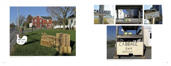 Signs of Lancaster County" by Schiffer Publishing, Ltd. features images of Lancaster County’s rural stands, including “Brown Eggs For Sale” signs, stacked crates, and Amish handwritten signs for self-serve cabbages.