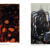 Two abstract paintings, reminiscent of women artists from California, are featured in "Emerging from the Shadows, Vol. III" by Schiffer Publishing, Ltd., each with caption labels beneath them.
