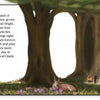 A sunlit forest clearing sets the scene in "Four Little Witches" by Schiffer Publishing, Ltd., where four girls as elemental witches gather by sparkling lights among purple flowers, with a deer and fox nearby. Text is on the left.
