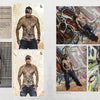 A magazine spread from Schiffer Publishing, Ltd.'s "Ink ’N Guys" features a heavily tattooed male model in four poses against graffiti walls, with four photos and a text block on the left showcasing male tattoo models.