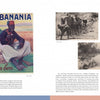 A page from "With a Weapon and a Grin" by Schiffer Publishing, Ltd. shows a vintage Banania ad—a smiling man in a red hat—next to two black-and-white photos of groups working by water, echoing French propaganda and African soldiers in WWI.