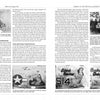 A black-and-white spread from "Above an Angry Sea, 2nd Edition" by Schiffer Publishing, Ltd. shows WWII nose art: pin-up girls, military insignia, and airmen with a PB4Y-2 Privateer on pages 128–129.
