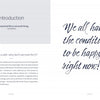 Awake by Schiffer Publishing, Ltd.: The first two pages feature an “Introduction” with a Socrates quote on happiness as a skill, and “We all have the conditions to be happy right now!” in large cursive—a perfect mindfulness workbook start.