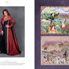 On the left, a woman in a long black gown and red cloak exudes mystical style; on the right, “Enchanted Worlds” by Schiffer Publishing, Ltd. displays vibrant Amy Zerner-inspired tapestries of gardens, fantasy, people, animals, and lush landscapes.