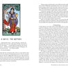 A vibrant image of a woman in traditional dress stands by a tree, framed by text about II. Maya—the Mother, with mythological themes and enlightenment from Majors in The Buddha Tarot by Schiffer Publishing, Ltd.