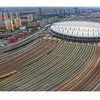 Train Stations of the World by Schiffer Publishing, Ltd. showcases expansive stadium-like stations with multiple tracks, echoing the busy layouts found in major train hubs.