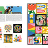 A colorful spread in the Modern Calligraphy Bible by Schiffer Publishing, Ltd. features artist Lauren West—her portrait, bio, playful illustrations on the left, and vibrant alphabet lettering with abstract designs on the right.