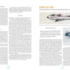 Two pages from Schiffer Publishing, Ltd.'s "The Women of General Motors" feature text about GM trailblazer Bonnie Eva Lemm; the right page displays two futuristic car sketches with Bonnie’s name in bold yellow.