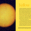 On Deep Color by Schiffer Publishing, Ltd., a glowing yellow-orange circle on the left contrasts with a yellow page on the right, which displays “Yellow” in large text and discusses its history and cultural meaning in detail.