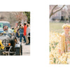 Left: Nantucket by Schiffer Publishing, Ltd.—capture a person and dog in a flower-covered vintage car at a parade. Right: Two young girls, one with a flower crown, stand in a field of yellow blossoms. Perfect for photography lovers.
