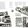 A collage from The Art of Punk by Schiffer Publishing, Ltd. showcases vintage Sex Pistols posters—“Pretty Vacant” buses, a badge, punk gig flyers, and “Anarchy in the U.K.” art—celebrating classic punk design.