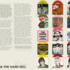 A two-page spread for Schiffer Publishing, Ltd.'s "The Art of Punk": the left page shows dense text and the headline COLORED VINYL & THE HARD SELL; the right displays 18 vivid punk covers, each with a colored vinyl sleeve.