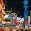 Experience the vibrant nightlife of Osaka, Japan, with colorful neon signs, lanterns, and bustling restaurants, as the illuminated Tsutenkaku Tower glows—featured in "Japan" by Schiffer Publishing, Ltd.