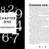 In The Magic of Numbers by Schiffer Publishing, Ltd., a spread titled "Chapter One Birthdays" shows large numbers 1-9 in a circle on the left and detailed text on the right exploring Destiny Numbers and their impact on your life.