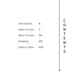 Table of contents page for the Nightfall Tarot by Schiffer Publishing, Ltd., a 78-card deck inspired by the Rider-Waite-Smith. "CONTENTS" is printed vertically at right with sections listed and a crescent moon at the bottom.