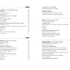 The table of contents for Transformative Grief by Schiffer Publishing, Ltd. lists chapters such as Loss of a Child, Facing Death, Dying, and Relationships—each covering grief and healing—with columns for SEVEN, EIGHT, NINE, and TEN topics and page numbers.