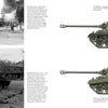 Two black-and-white photos of the M26 Pershing tank in urban battle scenes appear on the left, while two color side-view illustrations with descriptive text by Schiffer Publishing, Ltd. are shown on the right.