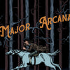 The Legend of Sleepy Hollow Tarot by Schiffer Publishing, Ltd. features a Major Arcana card: a colonial man rides a white horse through the forest, evoking self-discovery in this literary-inspired tarot deck.