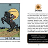 The Legend of Sleepy Hollow Tarot by Schiffer Publishing, Ltd. features a XIII Death card with the Headless Horseman on a black horse; its meaning notes upright—endings and change, reversed—resistance and inner purging.