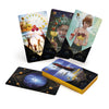A set of Clarity Tarot cards by Schiffer Publishing, Ltd. is displayed, showing the Ten, King, and Page of Cups upright with additional face-down cards and a starry galaxy design—ideal for tarot readings.